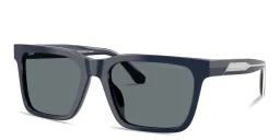 Shop Emporio Armani Logo Signature Square Sunglasses in Blue online.