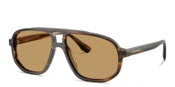 Shop Emporio Armani Logo Signature Pilot Sunglasses in Striped Dark Green online.