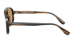 Shop Emporio Armani Logo Signature Pilot Sunglasses in Striped Dark Green online.