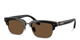 Shop GIORGIO ARMANI Logo Signature Rectangle Sunglasses in Black online.