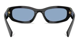 Shop MIU MIU Vertical Logo Irregular Sunglasses in Black online.
