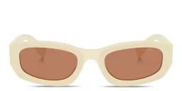Shop MIU MIU Vertical Logo Irregular Sunglasses in White online.