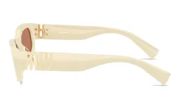 Shop MIU MIU Vertical Logo Irregular Sunglasses in White online.