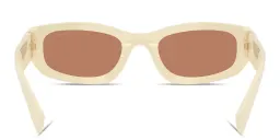 Shop MIU MIU Vertical Logo Irregular Sunglasses in White online.