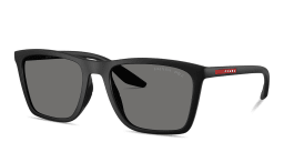 Shop Prada Linea Rossa Logo Signature Pillow Sunglasses in Matte Black online.