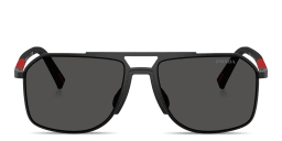 Shop Prada Linea Rossa Logo Signature Aviator Sunglasses in Black online.