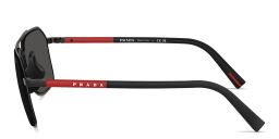 Shop Prada Linea Rossa Logo Signature Aviator Sunglasses in Black online.
