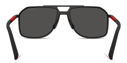 Shop Prada Linea Rossa Logo Signature Aviator Sunglasses in Black online.