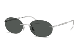 Shop Ray-Ban Logo Signature Unisex Rimless Oval Sunglasses in Silver online.