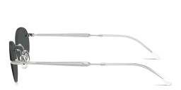 Shop Ray-Ban Logo Signature Unisex Rimless Oval Sunglasses in Silver online.
