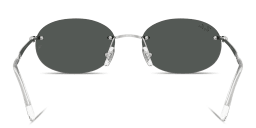 Shop Ray-Ban Logo Signature Unisex Rimless Oval Sunglasses in Silver online.
