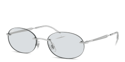 Shop Ray-Ban Logo Signature Unisex Rimless Oval Sunglasses in Silver online.