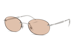Shop Ray-Ban Logo Signature Unisex Rimless Oval Sunglasses in Silver online.