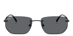 Shop Ray-Ban Logo Signature Unisex Rimless Irregular Sunglasses in Black online.