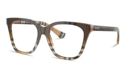 Shop BURBERRY Check Square Eyeglasses in Check Sand online.