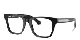 Shop BURBERRY Logo Signature Square Eyeglasses in Black online.