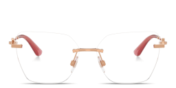 Shop Dolce & Gabbana DG Rimless Wide Cat-Eye Eyeglasses in Rose Gold online.