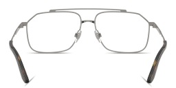 Shop Dolce & Gabbana Engraved Logo Wide Pilot Eyeglasses in Gunmetal online.