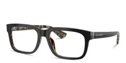 Shop Dolce & Gabbana Logo Signature Wide Rectangle Eyeglasses in Black On Red Havana online.