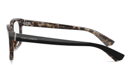 Shop Dolce & Gabbana Logo Signature Wide Rectangle Eyeglasses in Black On Red Havana online.