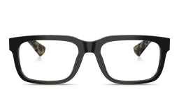 Shop Dolce & Gabbana Logo Signature Wide Rectangle Eyeglasses in Black On Yellow Havana online.