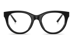 Shop Dolce & Gabbana Engraved Logo Round Eyeglasses in Black online.