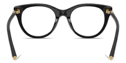 Shop Dolce & Gabbana Engraved Logo Round Eyeglasses in Black online.