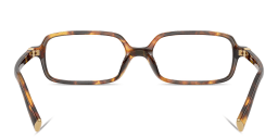 Shop MIU MIU Vertical Logo Rectangle Eyeglasses in Honey Havana online.