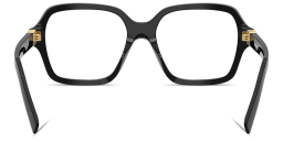 Shop MIU MIU Vertical Logo Oversized Square Eyeglasses in Black online.