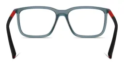 Shop Prada Linea Rossa Logo Signature Wide Pillow Eyeglasses in Crystal Blue online.