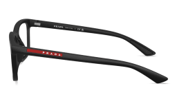 Shop Prada Linea Rossa Logo Signature Wide Rectangle Eyeglasses in Matte Black online.