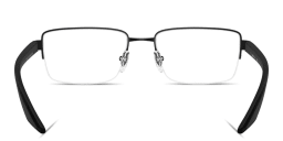 Shop Prada Linea Rossa Logo Signature Half-Rim Wide Pillow Eyeglasses in Matte Black online.