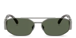 Shop VERSACE Medusa Irregular Sunglasses in Gunmetal online.