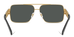 Shop VERSACE Greca Rectangle Sunglasses in Gold online.
