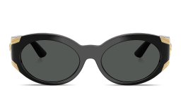 Shop VERSACE Medusa Oval Sunglasses in Black online.
