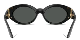 Shop VERSACE Medusa Oval Sunglasses in Black online.