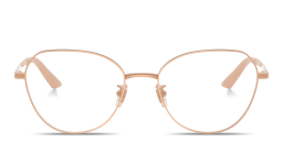Shop VERSACE Engraved Logo Wide Panthos Eyeglasses in Rose Gold online.