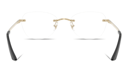 Shop VERSACE Engraved Logo Wide Rimless Irregular Eyeglasses in Pale Gold online.