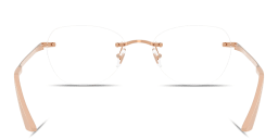 Shop VERSACE Engraved Logo Wide Rimless Irregular Eyeglasses in Rose Gold online.