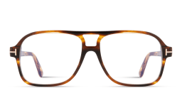 Shop TOM FORD T Logo Wide Aviator Eyeglasses in Havana online.