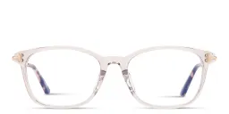 Shop TOM FORD T Logo Unisex Square Eyeglasses in Transparent Light Pink online.