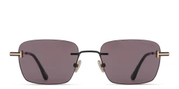 Shop TOM FORD Jake Unisex Rimless Rectangle Sunglasses in Black online.