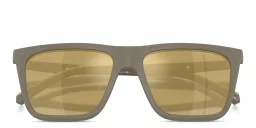 Shop Emporio Armani Clip-On Square Eyeglasses in Beige online.
