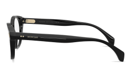 Shop Moncler Logo Signature Unisex Round Eyeglasses in Shiny Black online.