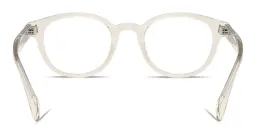 Shop Moncler Logo Signature Unisex Round Eyeglasses in Transparent Butter online.
