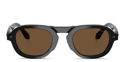 Shop GIORGIO ARMANI Logo Signature Pillow Sunglasses in Black online.