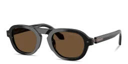 Shop GIORGIO ARMANI Logo Signature Pillow Sunglasses in Black online.