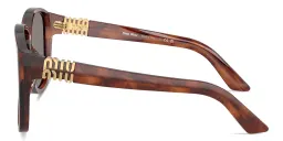 Shop MIU MIU Vertical Logo Oversized Pilot Sunglasses in Striped Tobacco online.
