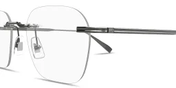Shop Dunhill Logo Signature Rimless Square Eyeglasses in Ruthenium online.