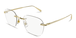 Shop Dunhill Logo Signature Rimless Square Eyeglasses in Gold online.
